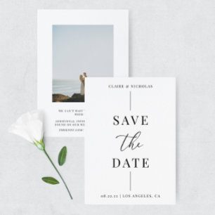 Modern Elegant Wedding Bold Text & Photo Save The Date