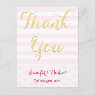 Modern Elegant Wedding Bride Groom Date Thank You Postcard