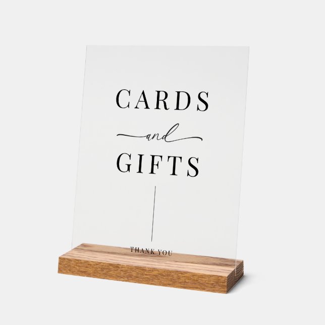 Modern Elegant Wedding Cards & Gifts Acrylic Sign (Angle)