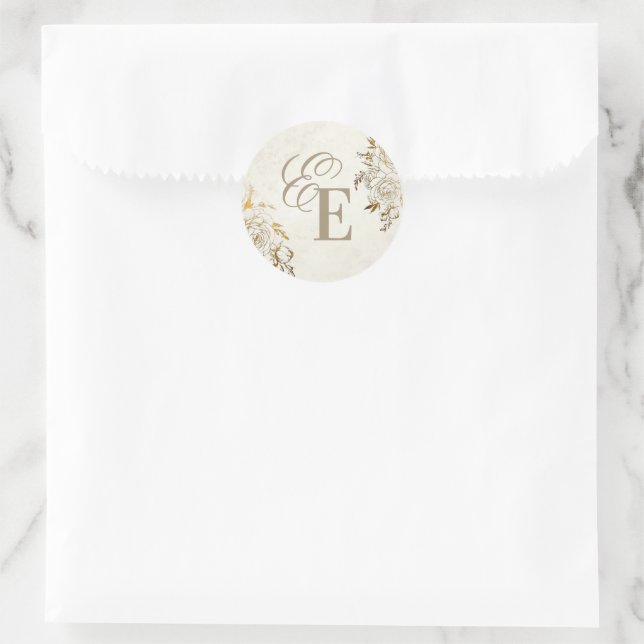 Modern Elegant Wedding Classic Round Sticker (Bag)