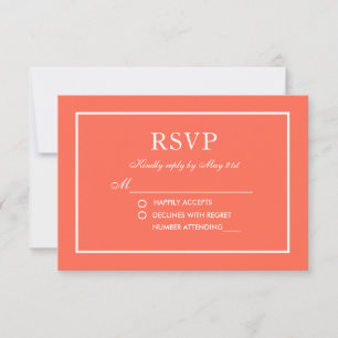 Modern Elegant Wedding Coral and White RSVP Card