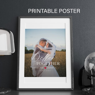 Modern elegant wedding couple photo overlay poster