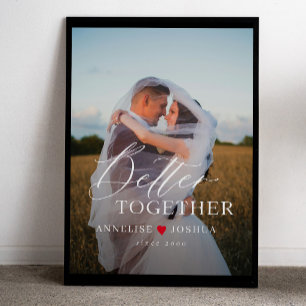 Modern elegant wedding couple photo overlay poster