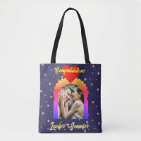 Modern Elegant Wedding Custom Photo Tote Bags Gift