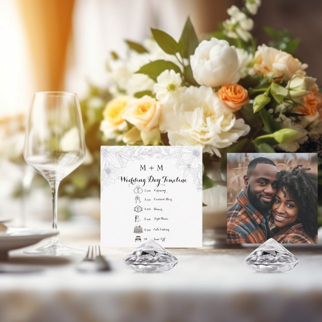 Modern Elegant Wedding Day Timeline with Photo Enclosure Card (Creator Uploaded)
