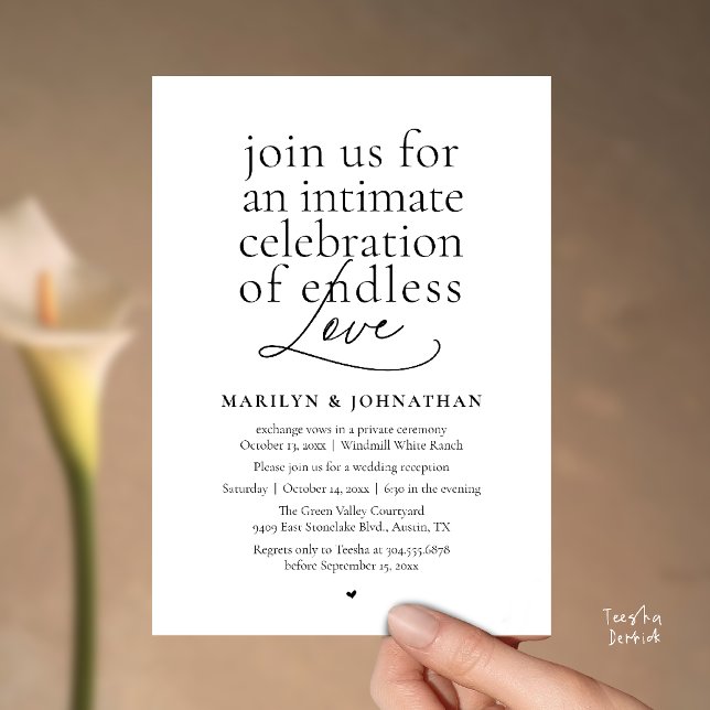 Modern Elegant Wedding, Endless Love, Reception Invitation (Modern Elegant Wedding, Endless Love, Reception Dinner Invitation Card in Black White)