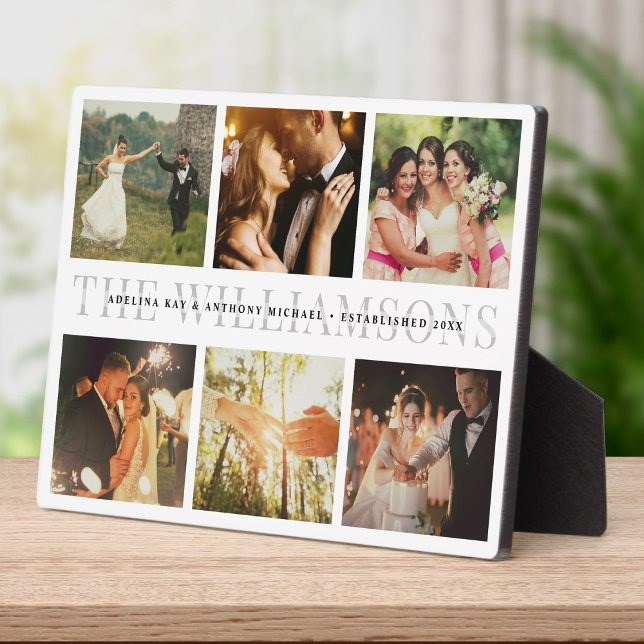Modern Elegant Wedding Keepsake Photo Collage Chic Plaque (Creator Uploaded)