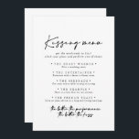 Modern Elegant Wedding Kissing Menu Game Card<br><div class="desc">This modern elegant wedding kissing menu game card is perfect for a rustic wedding reception. The simple and elegant design features classic and fancy script typography in black and white.</div>