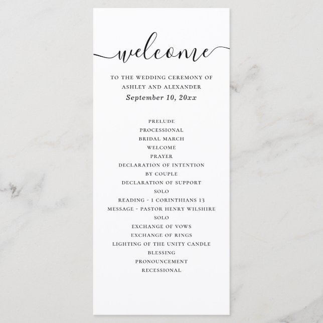 Modern Elegant Wedding | Minimal Script Ceremony Program (Front)