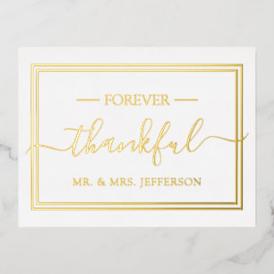 Modern Elegant Wedding Mr. & Mrs. Thank You Foil Invitation Postcard