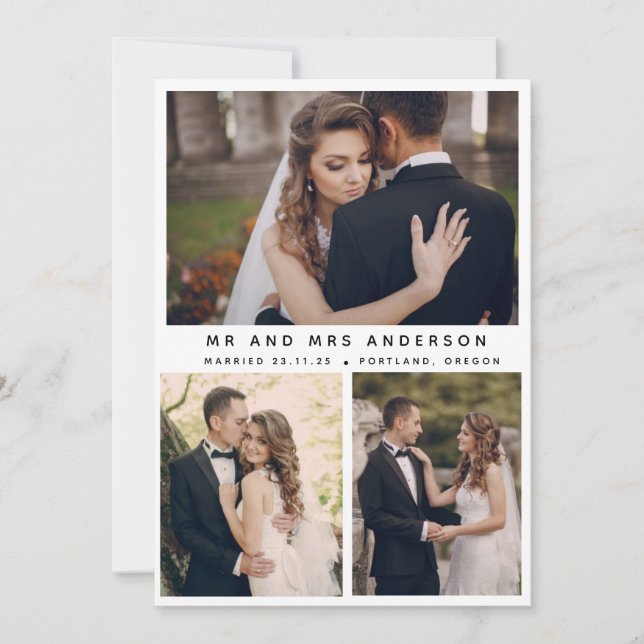 Modern Elegant Wedding Newlyweds Stylish Photo (Front)