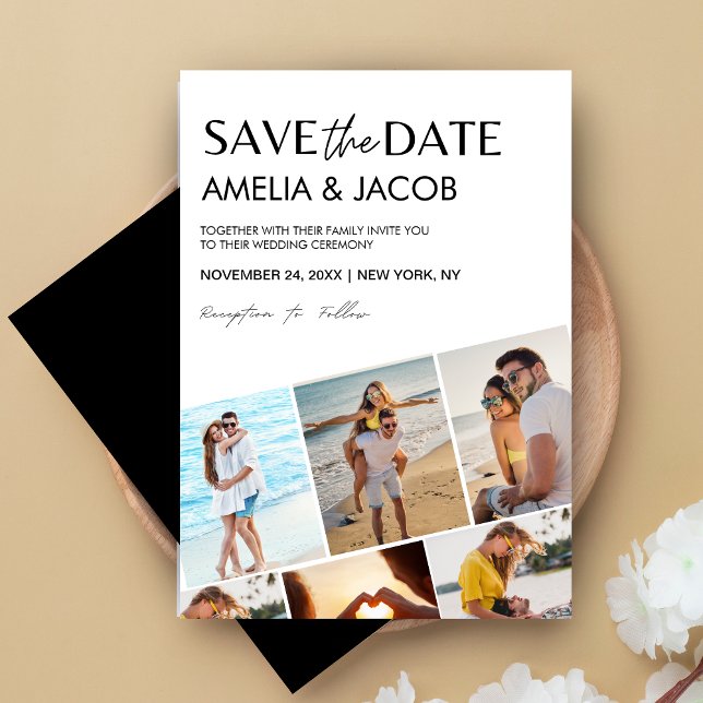 Modern Elegant Wedding Photo Black and white Save The Date (Creator Uploaded)