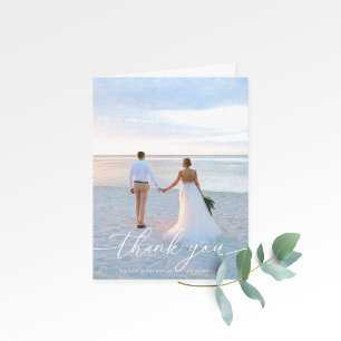 Modern Elegant Wedding Photo Folded Thank You Card