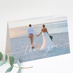 Modern Elegant Wedding Photo Folded Thank You Card
