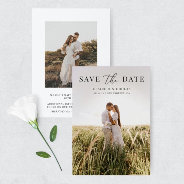Modern Elegant Wedding Photo Save The Date Card (Creator Uploaded)