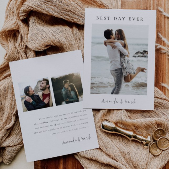 Modern Elegant Wedding Photo Thank You Card (Creator Uploaded)