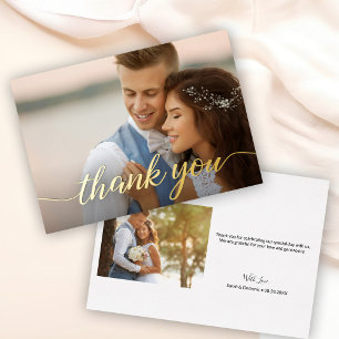 Modern elegant Wedding photos Custom message  Foil Holiday Card