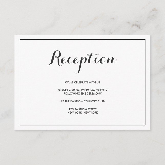 Modern Elegant Wedding Reception Card (Front)