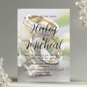 Modern Elegant Wedding Rings Invitation