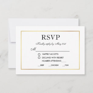 Modern Elegant Wedding RSVP Black White Card MW
