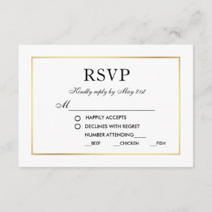 Modern Elegant Wedding RSVP Black & White MB Card