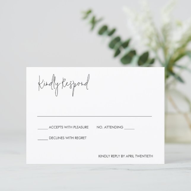 Modern Elegant Wedding RSVP Card (Standing Front)