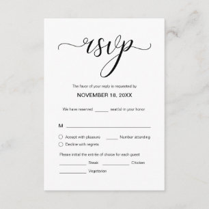 Modern Elegant wedding RSVP,  Respond Enclosure Card