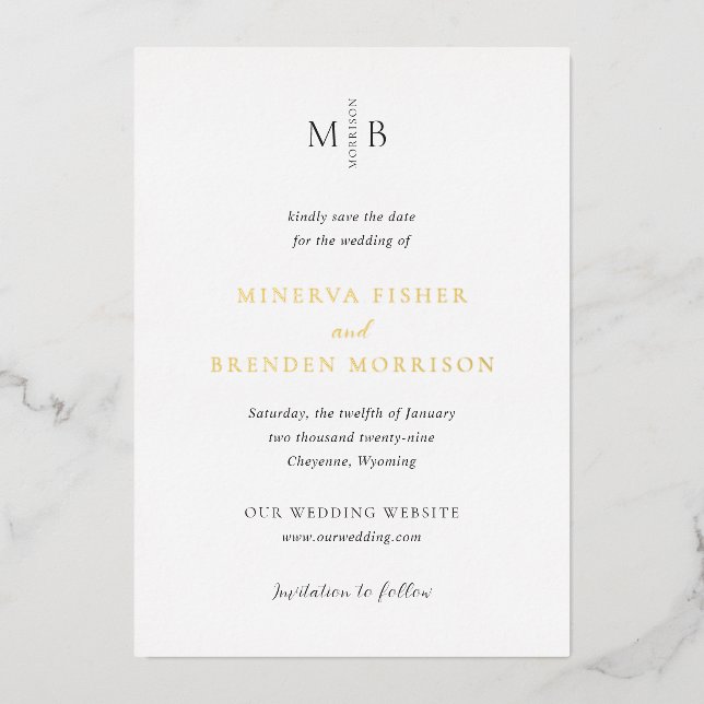 Modern Elegant Wedding Save the Date (Front)