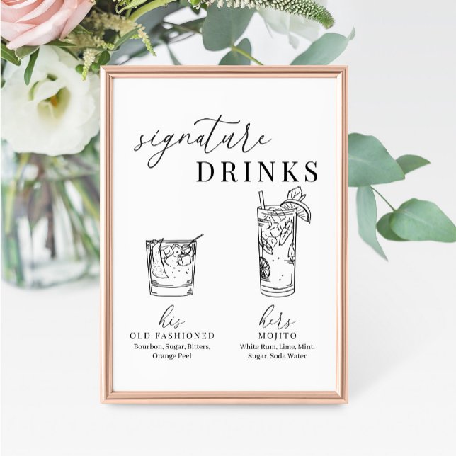 Modern Elegant Wedding Signature Drinks Sign (Creator Uploaded)