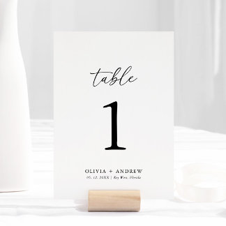 Modern Elegant Wedding Table Number