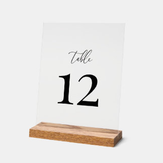 Modern Elegant Wedding Table Number Acrylic Sign