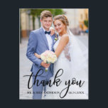 Modern Elegant Wedding Thank You Bride Groom Photo Postcard<br><div class="desc">Modern Elegant Wedding Thank You Bride Groom Photo Postcard</div>