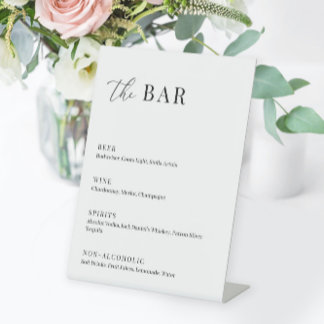 Modern Elegant Wedding The Bar Menu Pedestal Sign