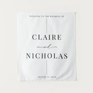 Modern Elegant Wedding Welcome Sign Tapestry