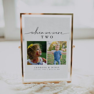 Modern Elegant When We Were Age Photo Table Number