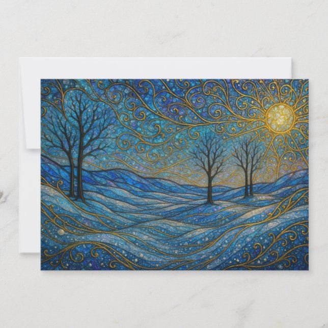 Modern Elegant Whimsical Unique Boho Holiday Card (Front)