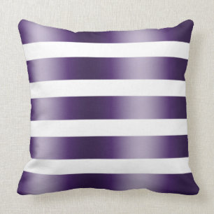 Modern Elegant White And Deep-Purple Stripes Cushion