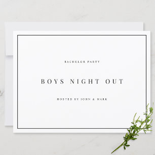 Modern & Elegant white bachelor party cards