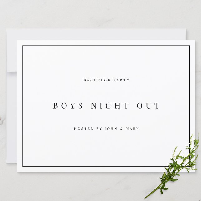 Modern & Elegant white bachelor party cards (Creator Uploaded)