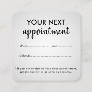 Modern Elegant White Beauty Salon Appointment Card