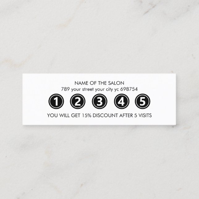 Modern Elegant White Beauty Salon Loyalty Card (Back)