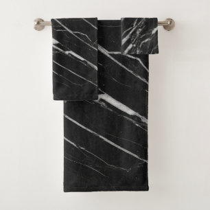 Modern Elegant White & Black Marble Design  Bath Towel Set