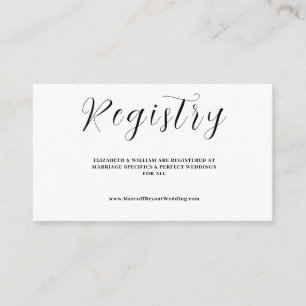 Modern Elegant White & Black Wedding Registry Enclosure Card