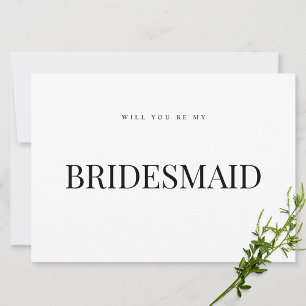 Modern & Elegant White Bridesmaid Proposal Card