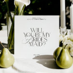 Modern Elegant White Bridesmaid Proposal Card<br><div class="desc">Ask your bridesmaid in style with this elegant modern classic card, featuring refined serif typography and a minimal black-on-white design. Perfect for creating a timeless and personal bridesmaid proposal moment. Customize the name and message to make it uniquely yours. Part of the “Rhea” Wedding Collection — follow the link on...</div>