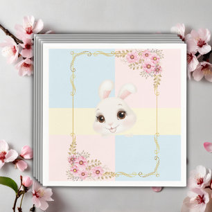 Modern Elegant White Bunny Baby Shower Napkin