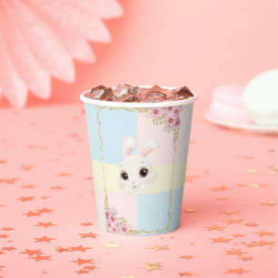 Modern Elegant White Bunny Baby Shower Paper Cups