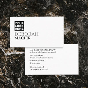 Modern Elegant White Business Card with Logo