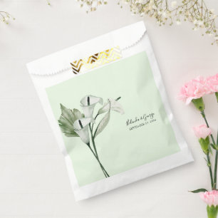 Modern Elegant White Calla Lilies Wedding Favour Bag