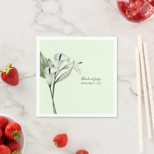 Modern Elegant White Calla Lilies Wedding Napkin